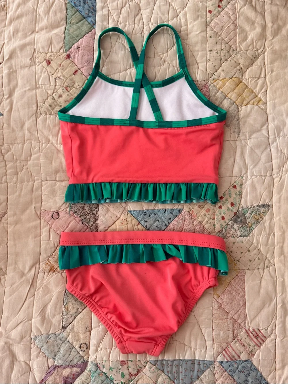 Hanna Andersson Watermelon Swimsuit | 3T 90cm | Two Piece Tankini Ruffle
